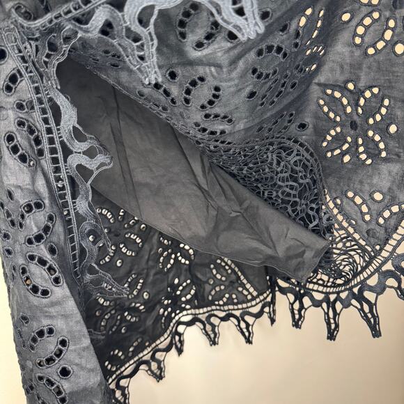 Ulla Johnson Solara Embroidered Black Midi Skirt 6 / Medium - Picture 6 of 7